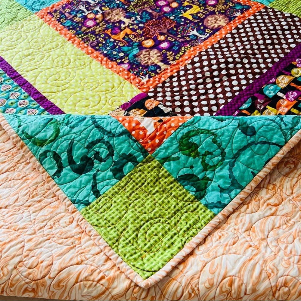 New Vibrant Modern Patchwork Quilt – 51” x 51” 🌟